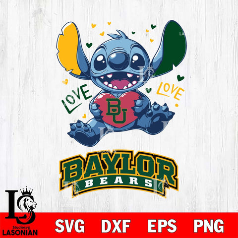 Baylor Bears Love Stitch, Svg Eps Dxf Png File, Digital Download