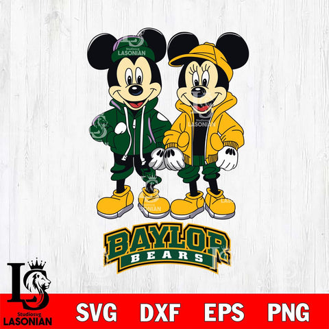 Baylor Bears Mickey Minnie Mouse Football Svg Eps Dxf Png File, NCAA svg , File Cut , Digital Download , Instant Download, Cut Svg Files