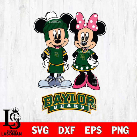 Baylor Bears Mickey Minnie Mouse Pink Svg Eps Dxf Png File, NCAA svg , File Cut , Digital Download , Instant Download, Cut Svg Files