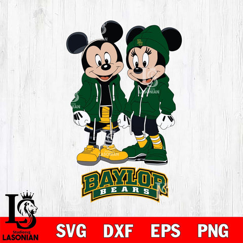 Baylor Bears Mickey Minnie Mouse Rugby Svg Eps Dxf Png File, NCAA svg , File Cut , Digital Download , Instant Download, Cut Svg Files