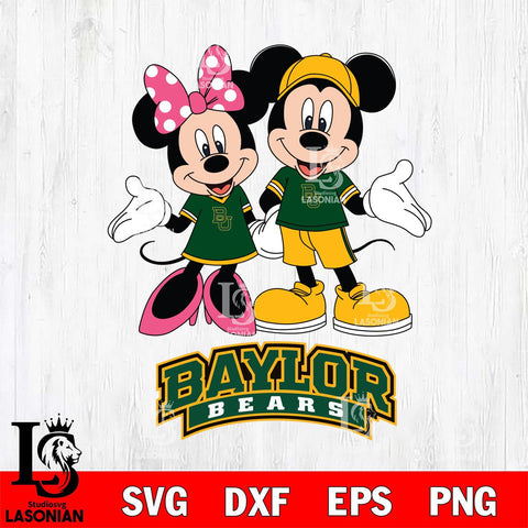 Baylor Bears Mickey Minnie Mouse Sport Svg Eps Dxf Png File, NCAA svg , File Cut , Digital Download , Instant Download, Cut Svg Files