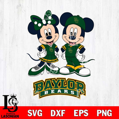 Baylor Bears Mickey Minnie Mouse rugby ball Svg Eps Dxf Png File, NCAA svg , File Cut , Digital Download , Instant Download, Cut Svg Files