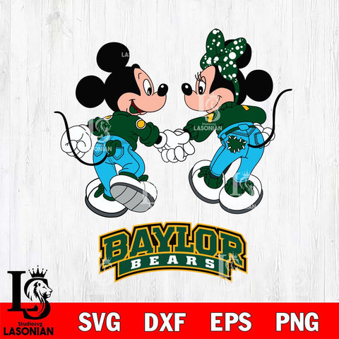 Baylor Bears Mickey Minnie Valentine Rugby Svg Eps Dxf Png File, Digital Download ,Instant Download, Cricut File