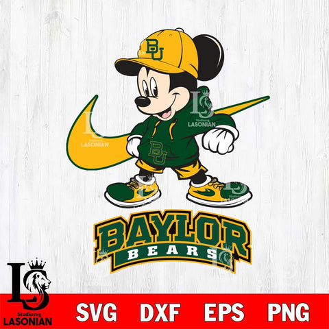 Baylor Bears Mickey Mouse NIKE, Svg Eps Dxf Png File, Digital Download