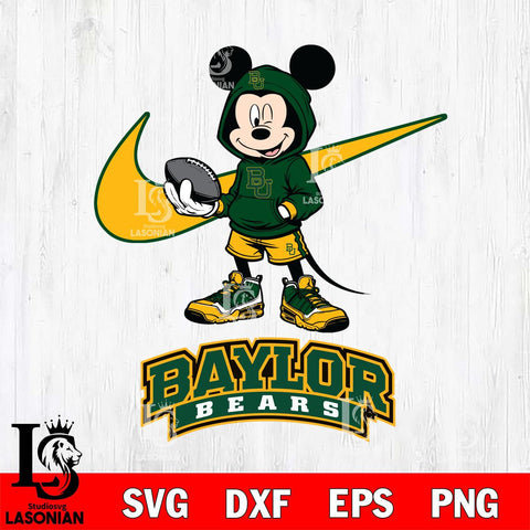 Baylor Bears Mikey Mouse Disney NIKE, Svg Eps Dxf Png File, Digital Download