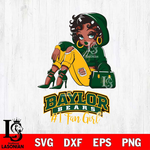 Baylor Bears #1 beauty Black Fan Girl, Svg Eps Dxf Png File, Digital Download