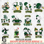 Baylor Bears  Snoopy NCAA Bundle 12 SVG Svg Eps Dxf Png File, Digital Download