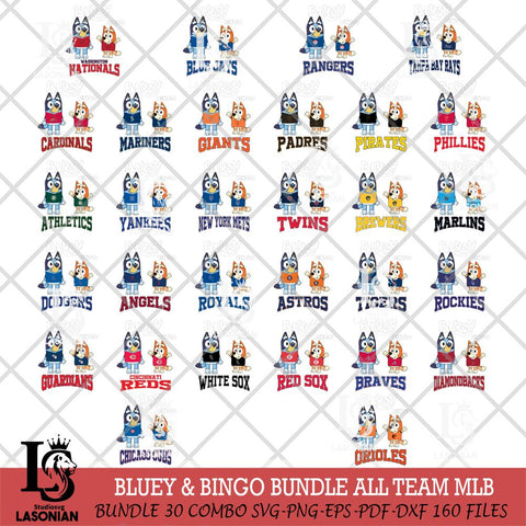 Bluey & Bingo 4 MLB ALL TEAM Svg Eps Dxf Png File, Bundle MLB svg, Digital Download, Instant Download