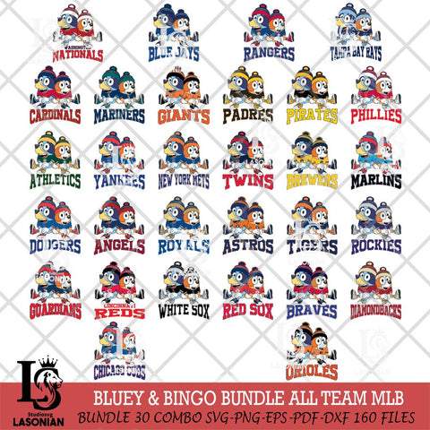 Bluey & Bingo 8 MLB ALL TEAM Svg Eps Dxf Png File, Bundle MLB svg, Digital Download, Instant Download