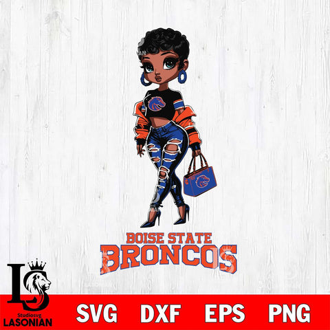 Boise State Broncos Beautiful Black Fan Girl, Svg Eps Dxf Png File, Digital Download