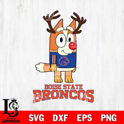 Boise State Broncos Bluey Chilli Christmas Deer Svg Eps Dxf Png File, Digital Download