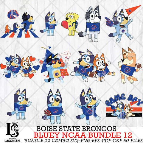 Boise State Broncos Bluey NCAA Bundle 12 Svg Eps Dxf Png File, Digital Download, Instant Download