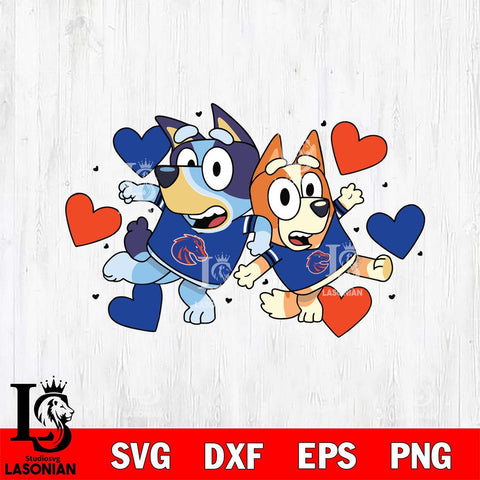 Boise State Broncos Bluey heart Svg Eps Dxf Png File, Digital Download, Instant Download