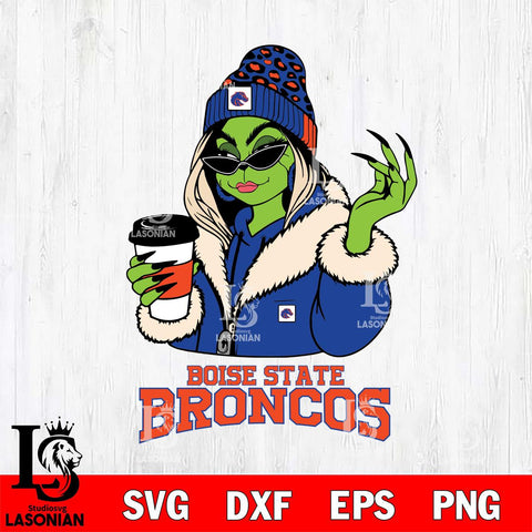 Boise State Broncos Boujee Grinch Girls Christmas Cut Files Cricut, Svg Dxf Eps Png file, Digital download , Silhouette