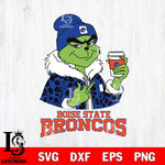 Boise State Broncos Boujee Grinch Leopard Christmas Cut Files Cricut, Svg Dxf Eps Png file, Digital download , Silhouette