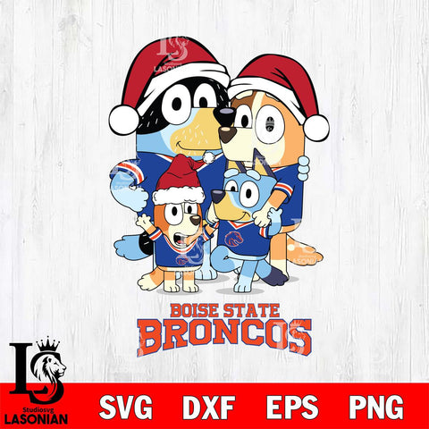 Boise State Broncos Christmas Bluey Family Sport Cut Files,Bluey Cricut,Christmas Svg , Bluey svg , Digital Download, dxf eps png pdf file