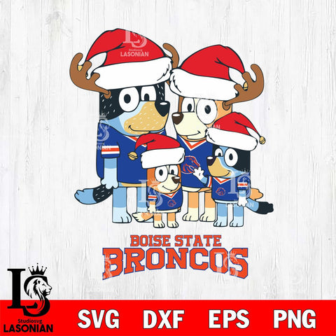 Boise State Broncos Christmas Bluey Santa Family Cut Files,Bluey Cricut,Christmas Svg , Bluey svg , Digital Download, dxf eps png pdf file