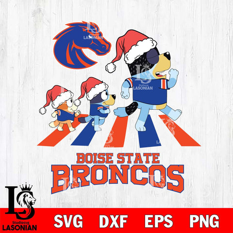 Boise State Broncos Christmas Family Bluey Walking Cut Files,Bluey Cricut,Christmas Svg , Bluey svg , Digital Download, dxf eps png pdf file