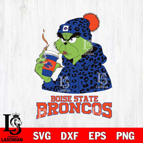 Boise State Broncos Grinch Leopard Christmas Cut Files Cricut, Svg Dxf Eps Png file, Digital download , Silhouette