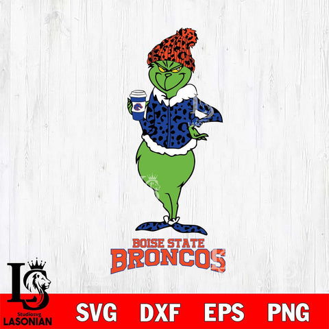 Boise State Broncos Grinch Leopard Coffee Svg Eps Dxf Png File, Digital Download, Instant Download