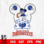 Boise State Broncos Mickey Heart Rugby Svg Eps Dxf Png File, Digital Download ,Instant Download, Cricut File