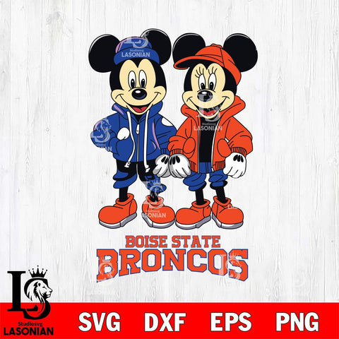 Boise State Broncos Mickey Minnie Mouse Football Svg Eps Dxf Png File, NCAA svg , File Cut , Digital Download , Instant Download, Cut Svg Files