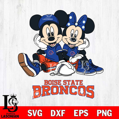 Boise State Broncos Mickey Minnie Mouse Football Sit Svg Eps Dxf Png File, NCAA svg , File Cut , Digital Download , Instant Download, Cut Svg Files