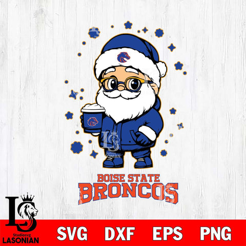 Boise State Broncos Santa Claus Coffe Svg dxf eps png pdf file,NCAA svg,Digital Download,Cricut file