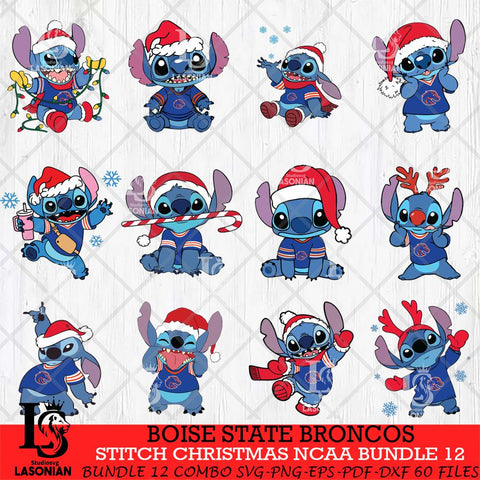 Boise State Broncos Stitch Christmas NCAA Bundle 12 Svg Eps Dxf Png File, Digital Download, Instant Download