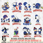 Boise State Broncos  Snoopy NCAA Bundle 12 SVG Svg Eps Dxf Png File, Digital Download