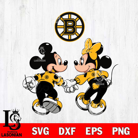 Boston Bruins Fan Minnie And Mickey Love Svg Eps Dxf Png File, Digital Download, Instant Download