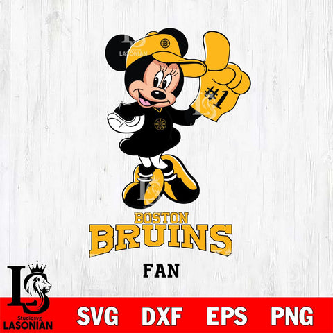 Boston Bruins #1 Fan Minnie Mouse Svg Eps Dxf Png File, Digital Download, Instant Download