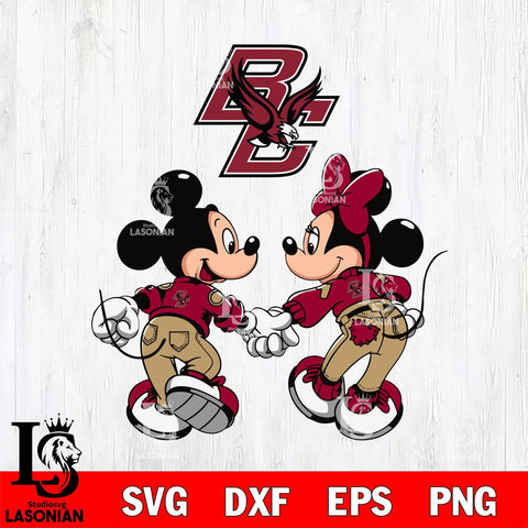 Boston College Eagles Fan Minnie And Mickey Love Svg Eps Dxf Png File, Digital Download, Instant Download