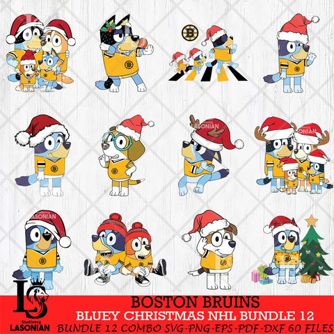 Boston Bruins Bluey Christmas NHL Bundle 12 Svg Eps Dxf Png File, Digital Download, Instant Download