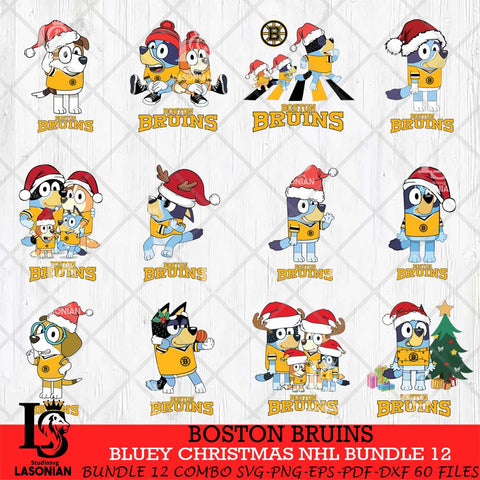 Boston Bruins Bluey Christmas NHL Bundle 12 Cricut , Christmas Svg , Bluey svg , Digital Download, dxf eps png pdf file