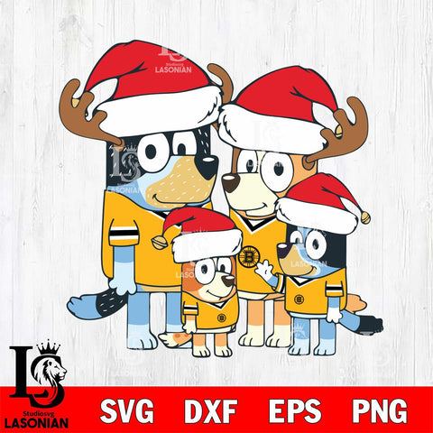 Boston Bruins Bluey Santa Family Svg Eps Dxf Png File, Digital Download, Instant Download