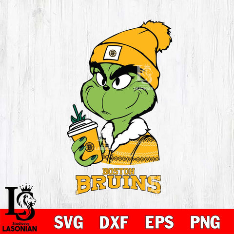 Boston Bruins Boujee Grinch Christmas Cut Files, Cricut,Christmas Svg Dxf Eps Png file , Digital Download