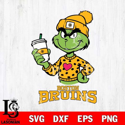 Boston Bruins Boujee Grinch Heart Christmas Cut Files, Cricut,Christmas Svg Dxf Eps Png file , Digital Download