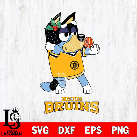 Boston Bruins Christmas Bluey Bandit Heeler Svg, Christmas Svg , NHL svg , Digital Download, dxf eps png pdf file