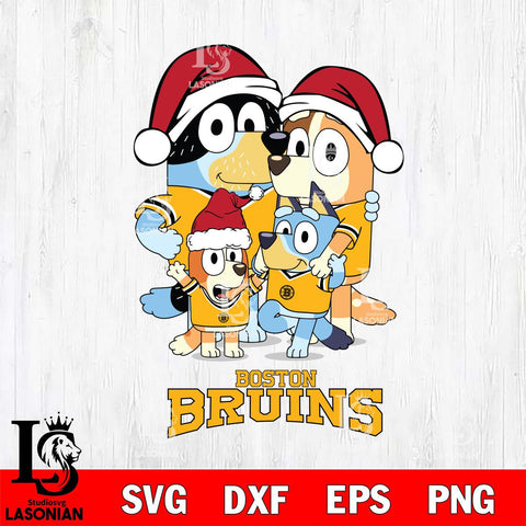 Boston Bruins Christmas Bluey Family Sport Svg, Christmas Svg , NHL svg , Digital Download, dxf eps png pdf file