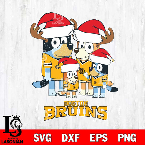 Boston Bruins Christmas Bluey Santa Family Svg, Christmas Svg , NHL svg , Digital Download, dxf eps png pdf file