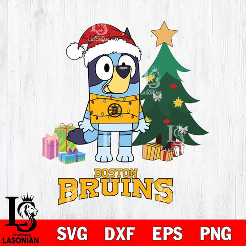 Boston Bruins Christmas Bluey Tree Sport Svg, Christmas Svg , NHL svg , Digital Download, dxf eps png pdf file