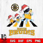 Boston Bruins Christmas Family Bluey Walking Svg, Christmas Svg , NHL svg , Digital Download, dxf eps png pdf file