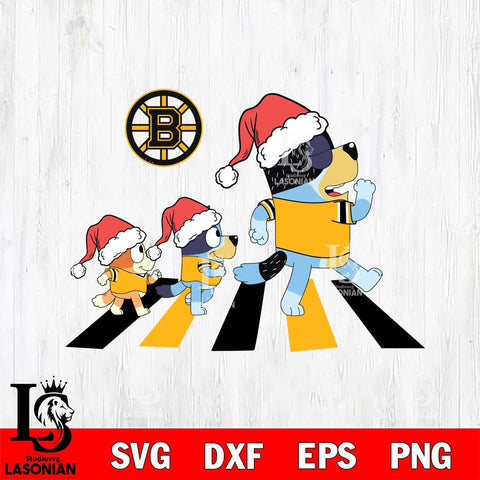 Boston Bruins Family Bluey Walking Christmas Svg Eps Dxf Png File, Digital Download, Instant Download