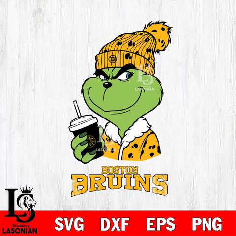 Boston Bruins Grinch Cofffe Christmas Cut Files, Cricut,Christmas Svg Dxf Eps Png file , Digital Download