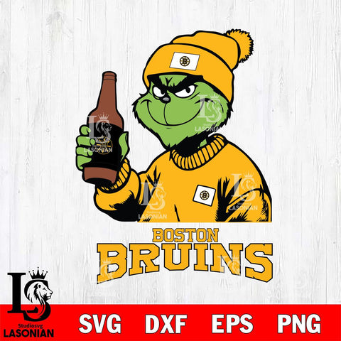 Boston Bruins Grinch Drinking Beer Christmas Cut Files, Cricut,Christmas Svg Dxf Eps Png file , Digital Download