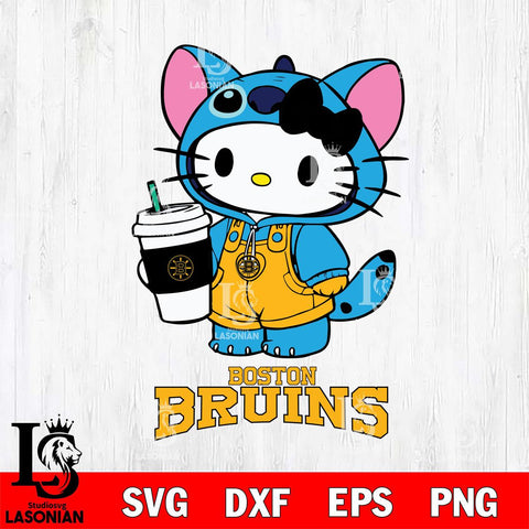 Boston Bruins Hello Kitty Stitch Svg Eps Dxf Png File, NHL svg, Digital Download, Instant Download