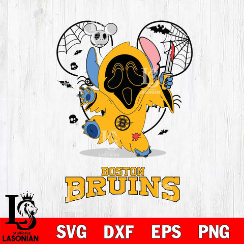 Boston Bruins Stitch Ghost Face Halloween 2 Svg Eps Dxf Png File, Digital Download, Instant Download