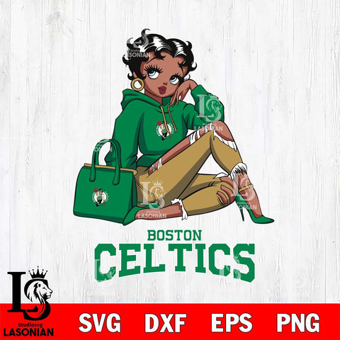 Boston Celtics Awesome Black Fan Girl Betty Boop