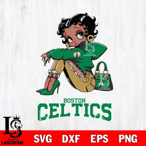 Boston Celtics Betty Boop Black Fan Girl Svg Eps Dxf Png File, Digital Download, Instant Download